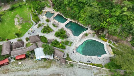 aerial fly drone view of hot spring cocalmayo, santa teresa, peru, andes, south america-5