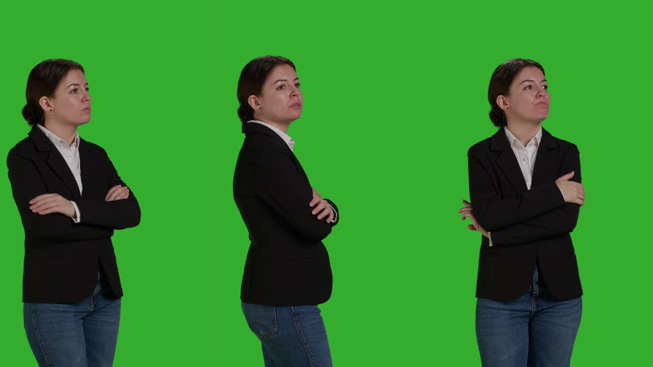 Businesswoman in formal suit with arms crossed
