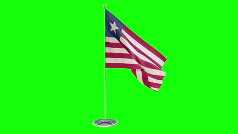 liberia 3d illustration of the waving flag on a pole with chroma key