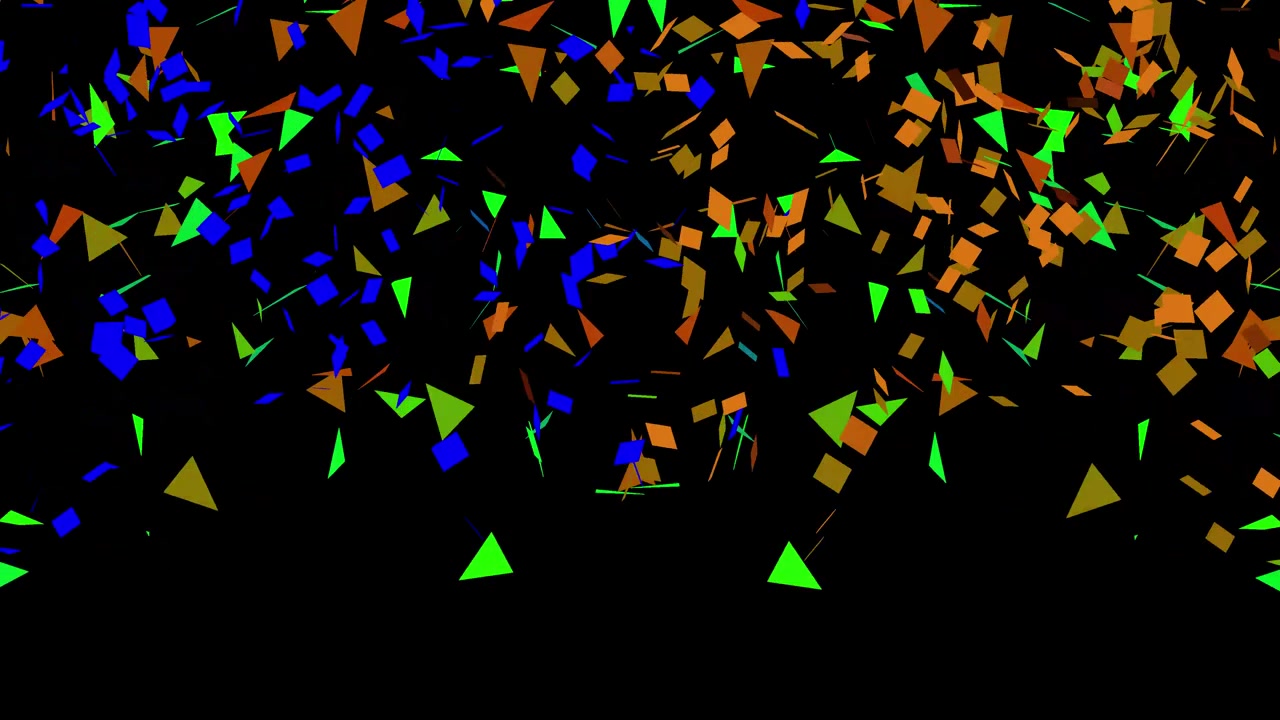 Coriandoli colorati che cadono su uno sfondo nero.