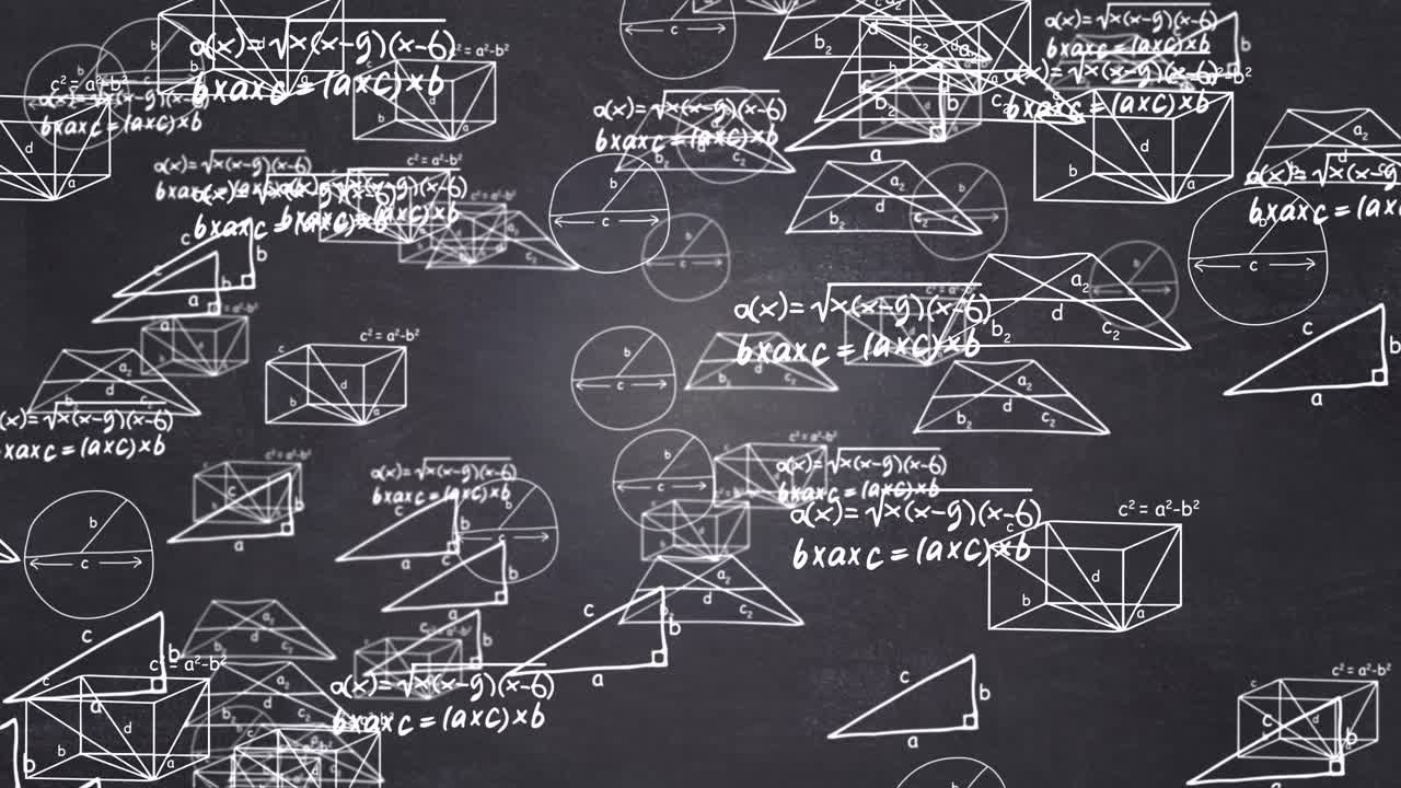 Math theory and mathematical formula equation doodle handwriting moving loop background investment