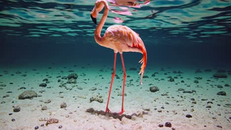 pink flamingo underwater