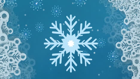 animation of falling snowflakes on blue background