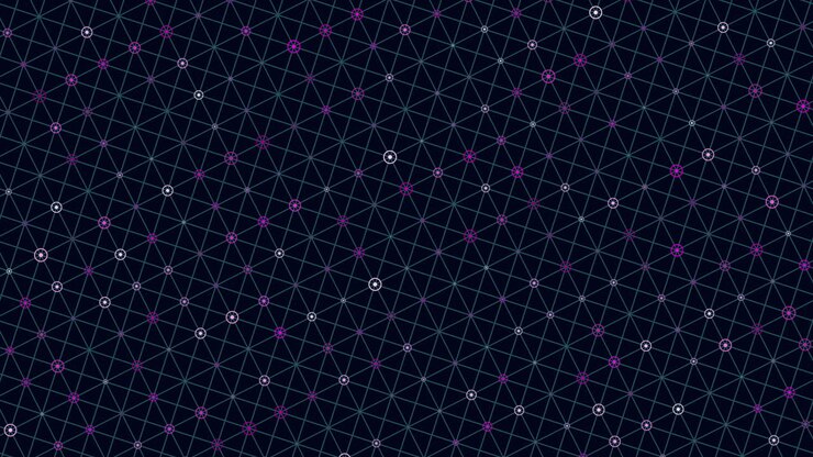 Rainbow dots pattern with neon grid