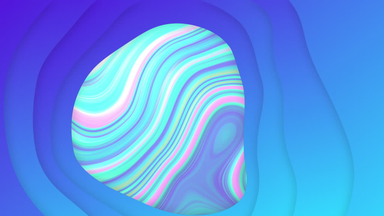 Animation of shapes over moving colourful liquid background