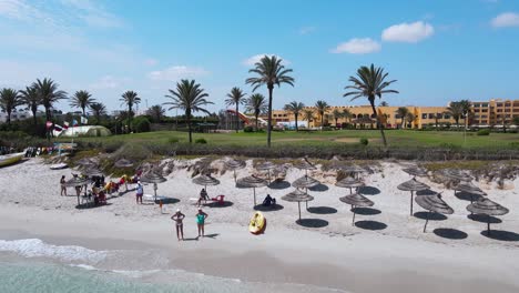 aerial view of a beautiful beach resort with turquoise water