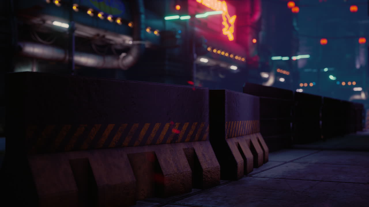 어두운 곳에서 네온 빛을 비추고