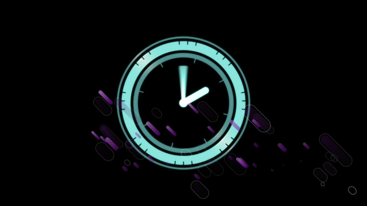 Animation of clock moving over shapes