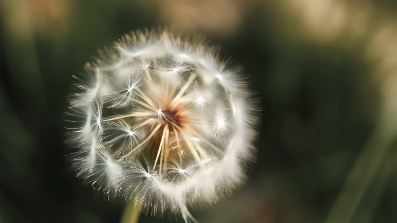 단델리온 씨 머리의 클로즈업