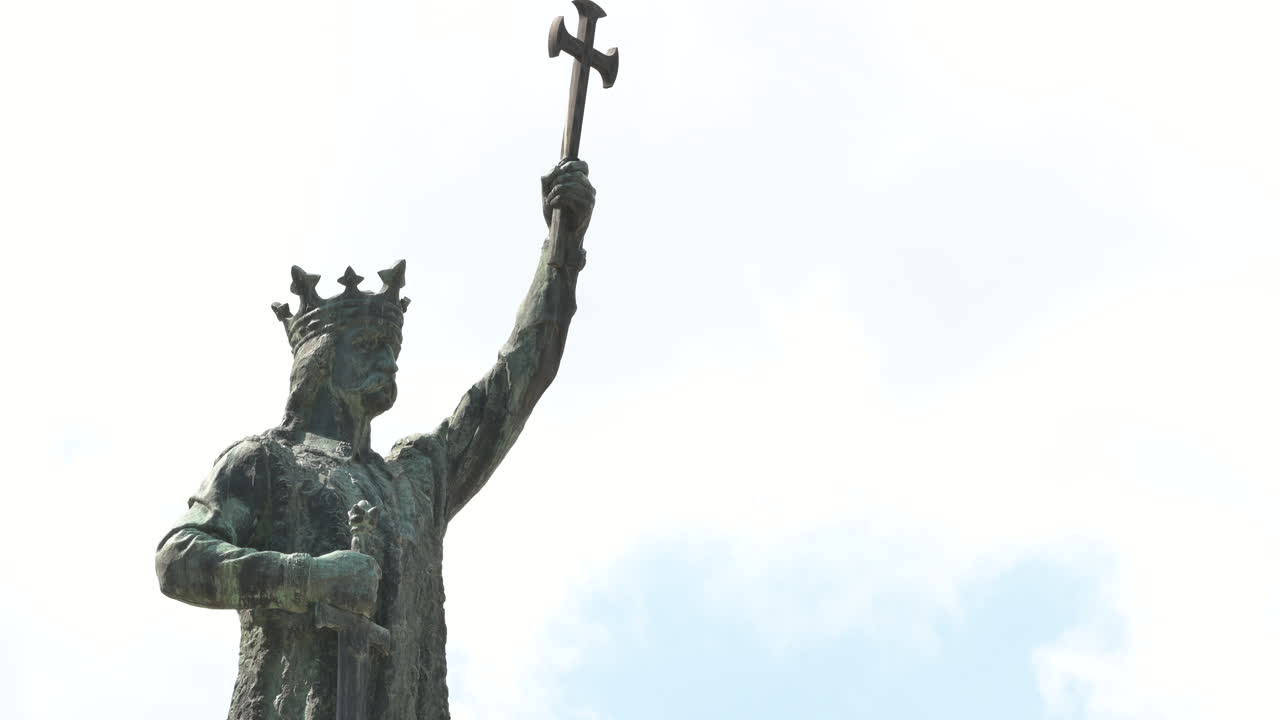 Chisinau, Moldova - May 19, 2021: Stephen the Great Monument in the city centre