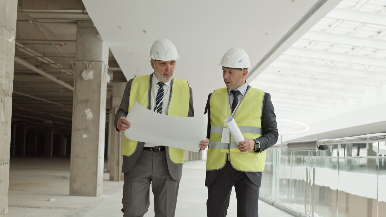 Caucasian Men Supervising Mall Under Construction