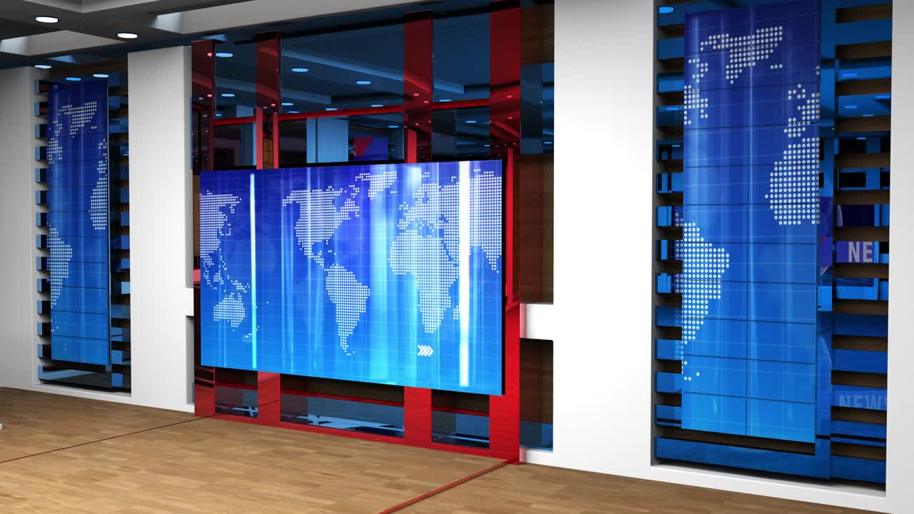 3D Virtual News Studio Background, Loop
