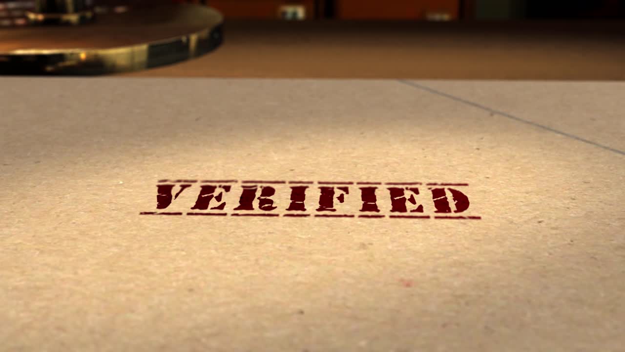 графика движения - cgi 3d анимация файла, заверенного резиновой печатью