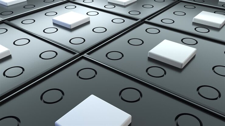 Abstract surface with repeating geometric elements, 3d rendering of digital composition. Computer generated isometric background