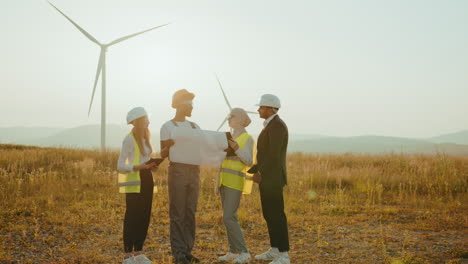 wind farm engineers in discussion