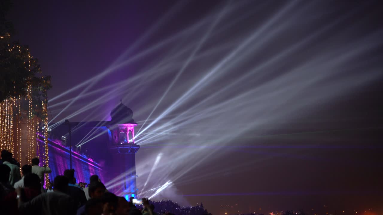 Laser Show organized  at Varanasi Ghat during Dev Deepawali also known as Dev Diwali
