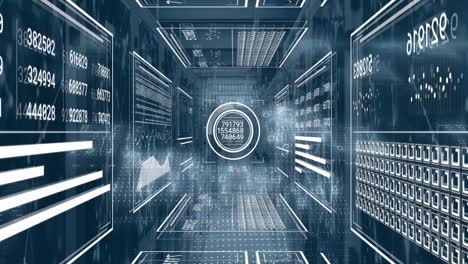 animation of data processing over server room