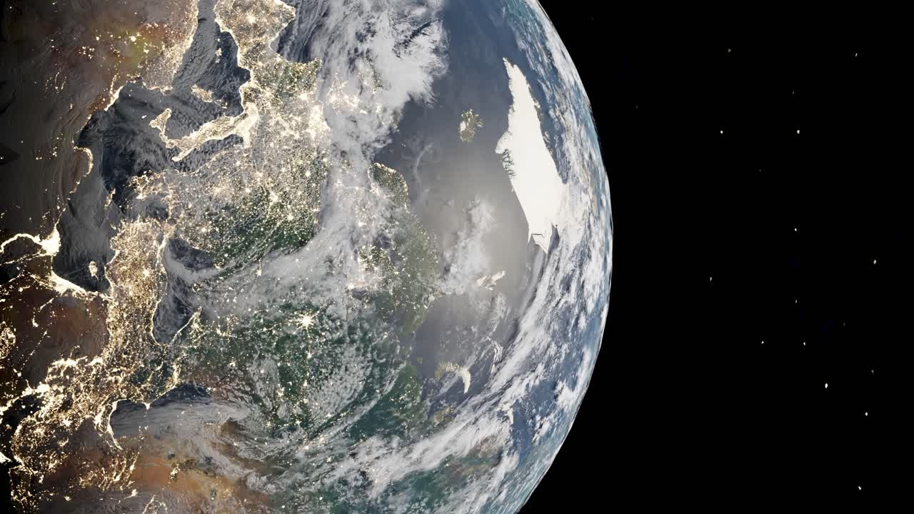 европа на глобусе из космоса в дневное время, показывая сетевые связи, 3d рендер вертикальный