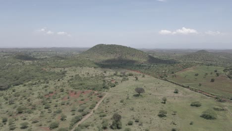 aerial drone motion shot of africa landscape and farmland