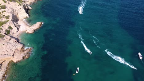 overview of coast llonga, ibiza, spain