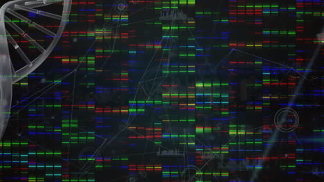 animación del procesamiento de datos sobre la cadena de adn