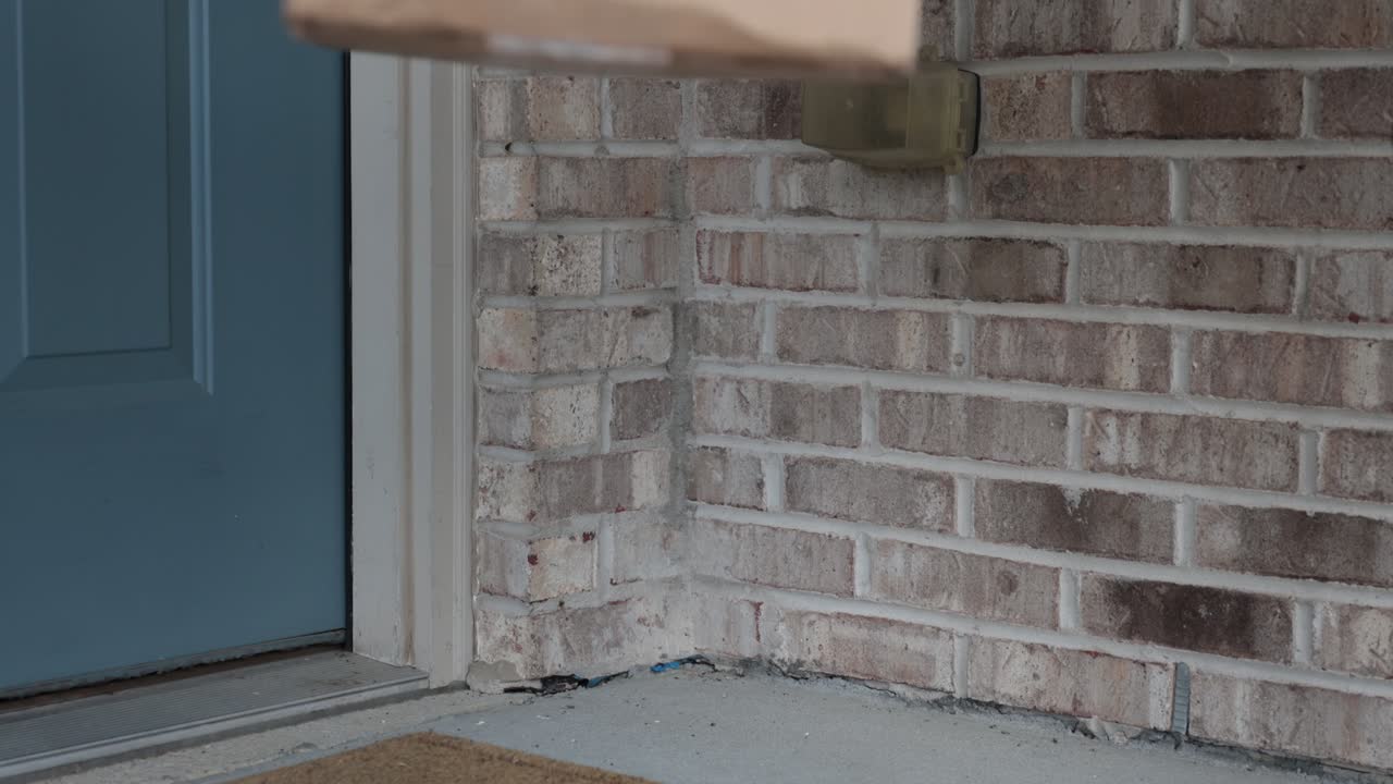 Delivery Person Placing Packages at a House