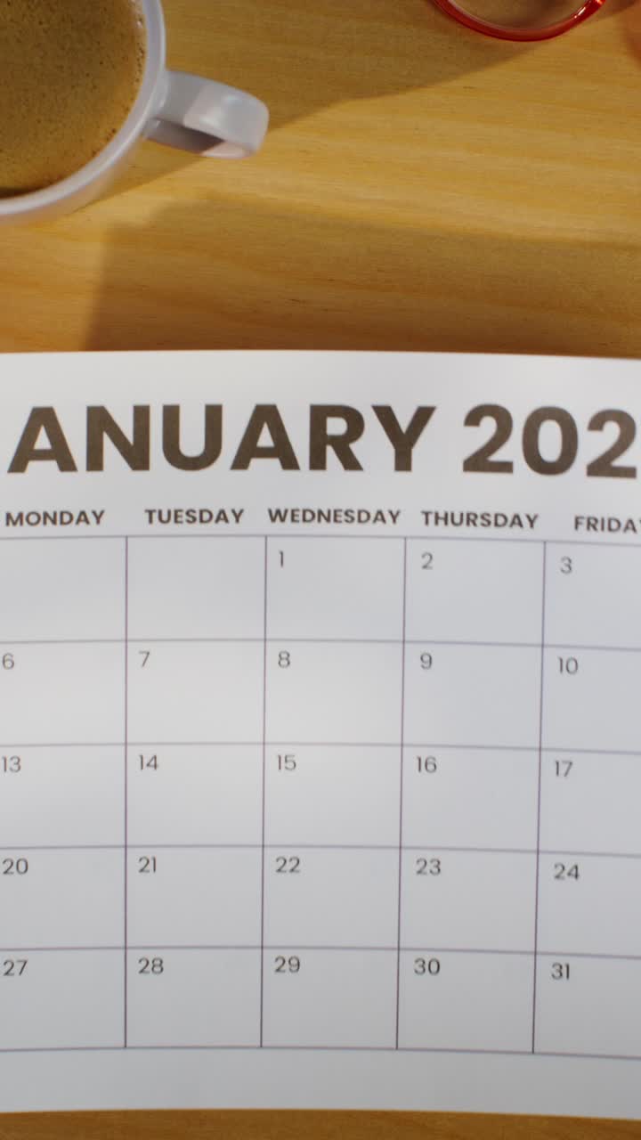 January 2025 Calendar on a Desk with Coffee Cup