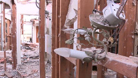 detail shot of debris inside a house in the process of being demolished