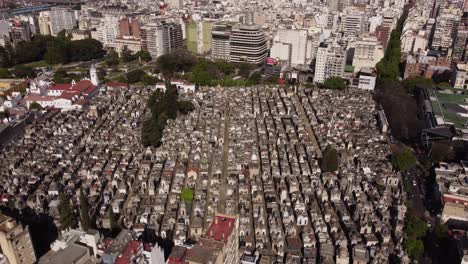 drone flight over la recoleta cemetery situated amidst concrete jungle