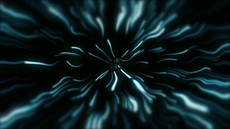 Looped animation. Abstract background with light waves moving fast from the center