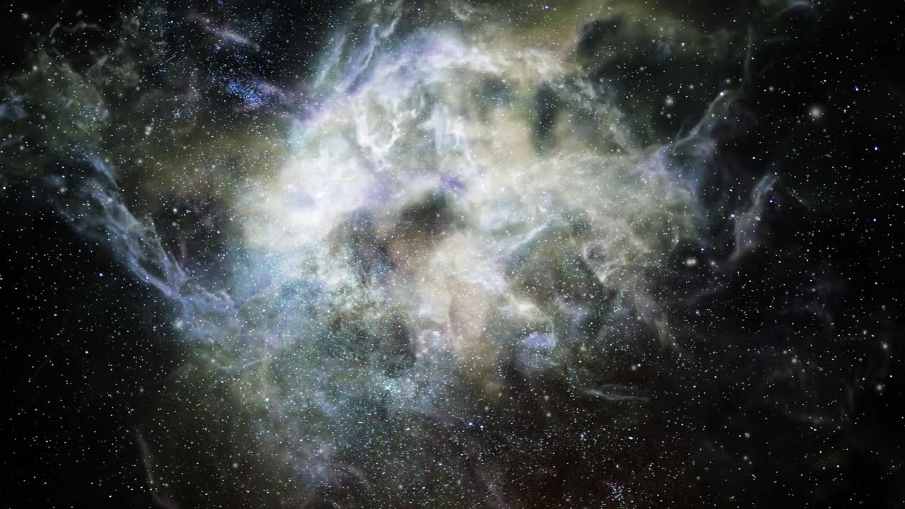 vista de las nubes nebulosas en el vasto universo oscuro de 4k
