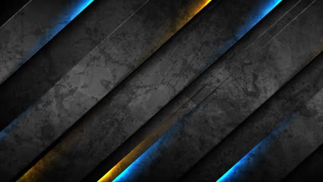 abstract black moving stripes with blue orange neon glowing light