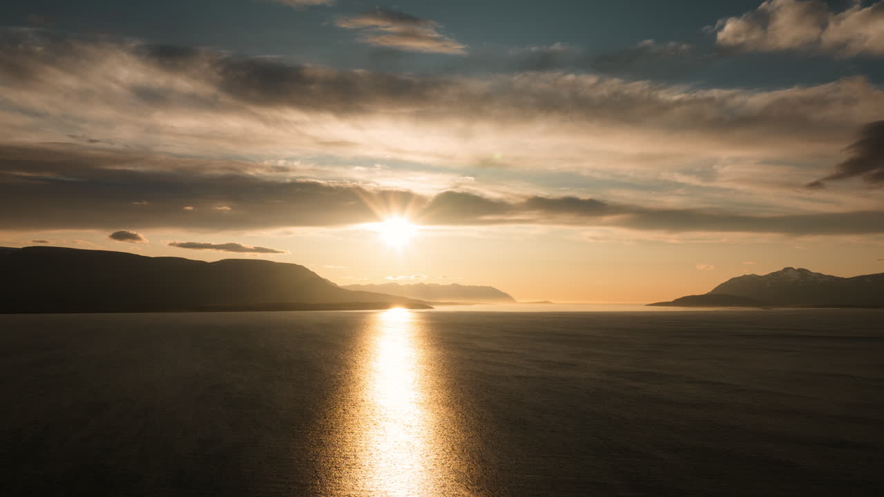 Sunset over a fjord in Norway
