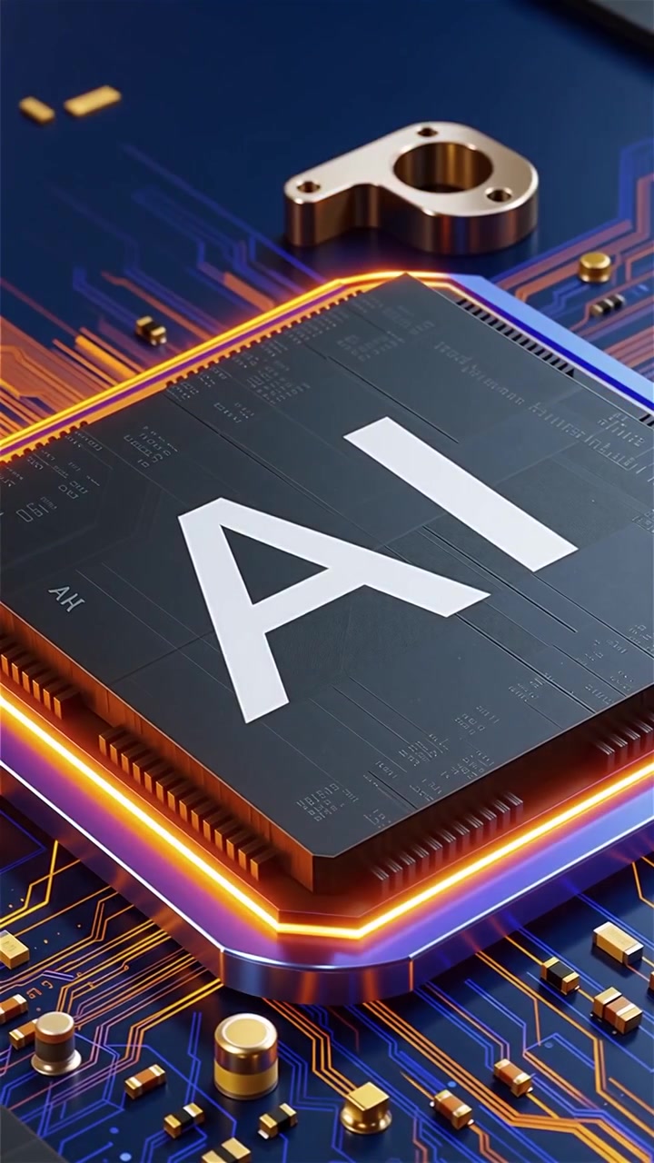 Futuristic AI Chip Motherboard Technology Background
