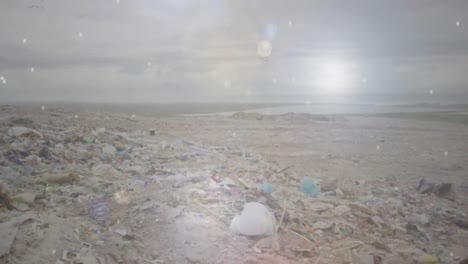 Animation of multiple glowing spots of light over waste disposal site
