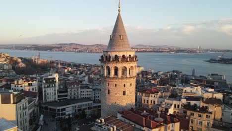 galata tower in sunset lights