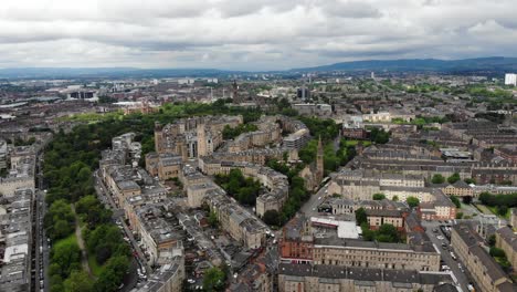 scenic scotland aerial footage of glasgow suburban landscape, united kingdom