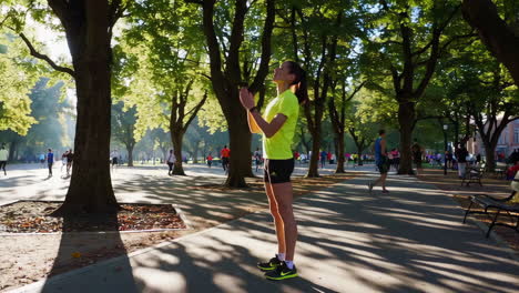 people exercising in a park
