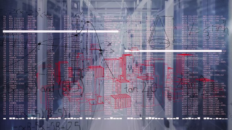 Animation of mathematical equations and data processing over computer servers