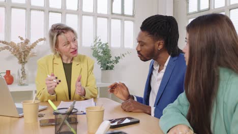 reunión de negocios con un equipo diverso