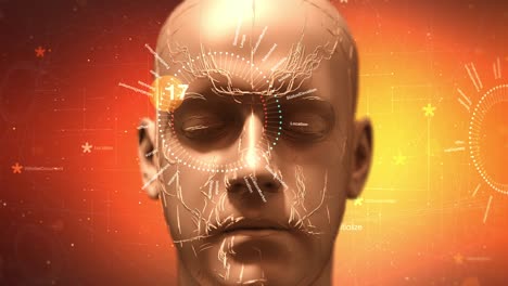 la cabeza del robot biónico avanzado se mueve lentamente hacia adelante - bucle de animación 3d 4k