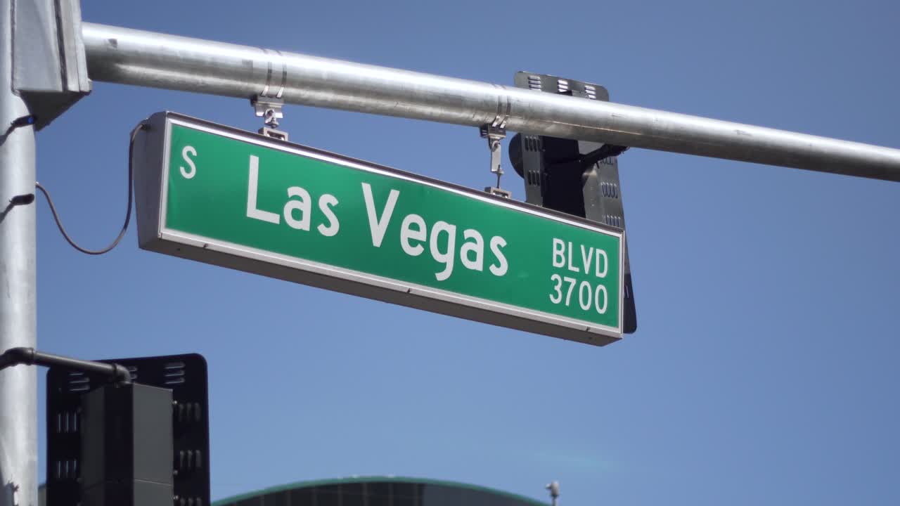 라스베가스 거리 (las vegas boulevard) 또는 스트립 스트리트 (strip street) 표지판, 클로즈업, 네바다 (nevada)