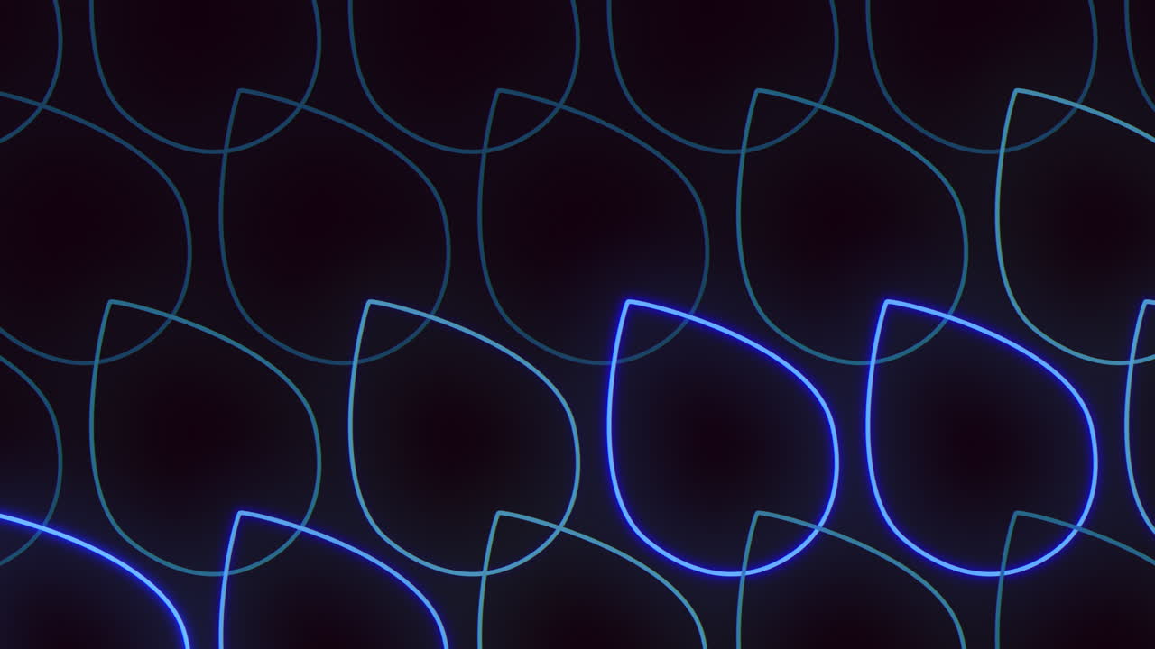 ⁇ 스 네온 파란색 물방울 패턴은 검은색 그라디엔트에서 행으로