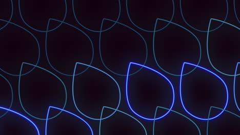 pulse neon blue water drops pattern in rows on black gradient