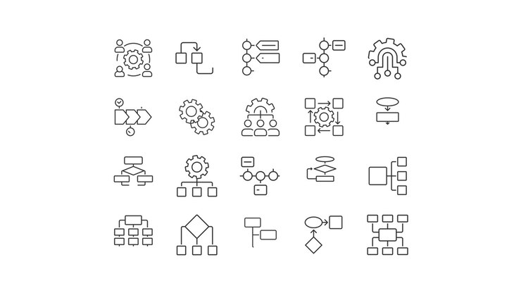Animated Business Process and Organizational Chart Icons