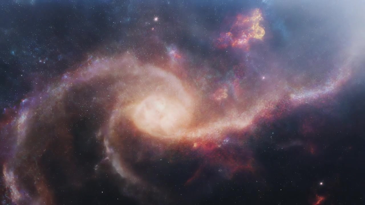 Eine spiralförmige Galaxie, die im Weltraum rotiert