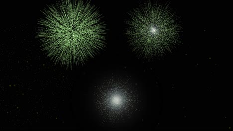 animated sequence of fireworks exploding in darkness.