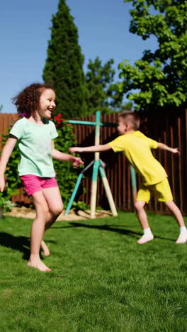 children playing in a garden