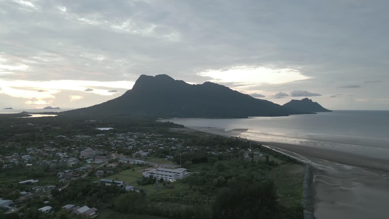 Aerial View During Sunset At Buntal Fishing Village,Kuching,Sarawak