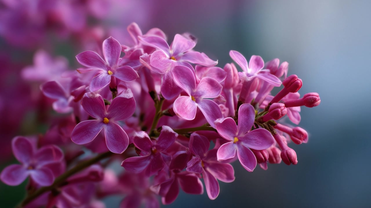 Close-up Menakjubkan Bunga Lilac Merah Muda yang Lembut, Menangkap Keindahan Alam dan Mekarnya Musim Semi dalam Tampilan Floral yang Cerah, Penuh Warna, dan Elegan